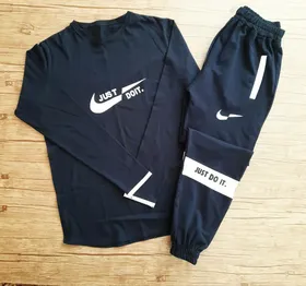 ست تیشرت آستین بلند و شلوار مردانه سرمه ای JUSTDOIT