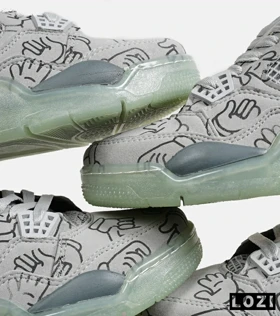 کفش کتانی ساق‌دار مردانه طوسی سبز Jordan 4 x Kaws