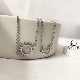 گردنبند استیل مینیمال مهر و ماه