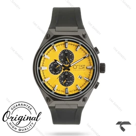 ساعت کرست مردانه 6336-5 فول دیت زرد مشکی Crest-11035-G
