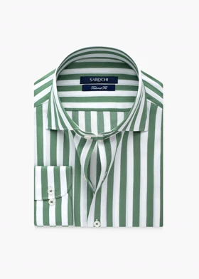 پیراهن کلاسیک راه پهن سفید سبز