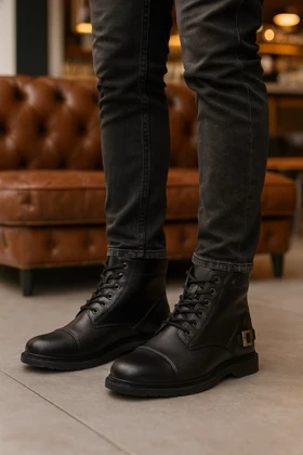 نیم بوت مردانه مشکی مدل Farnod