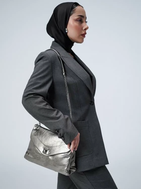 کیف دوشی زنانه دیوید جونز مدل CM7599 (نقره ای)