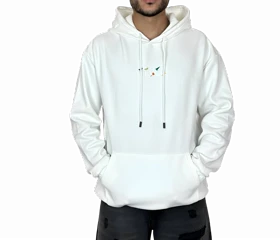 هودی سفید اورسایز گرافیکی SCKER - طرح چاپ پشت - مناسب استایل یونیسکس