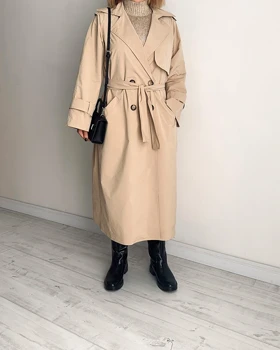 ترنچ کت Drop کرم (قد بلند)