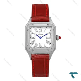 ساعت کارتیه سانتوس دومونت زنانه سیلور بند قرمز Cartier-8004-L