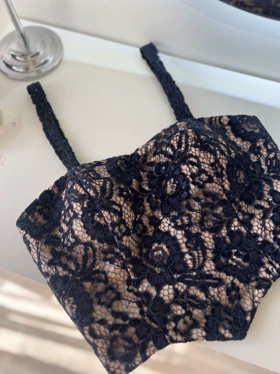 کراپ دانتل کرم سرمه ای