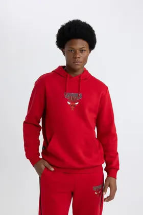 سویشرت پارچه ای ضخیم با کلاه استاندارد Fit Nba Chicago Bulls B3884AX24SP