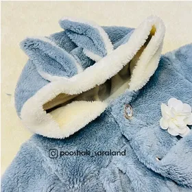 شنل خز نوزاد دخترانه طوسی