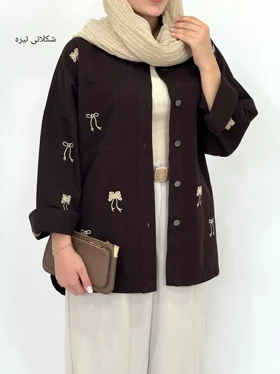 مانتو کتان کاغذی گلدوزی papion