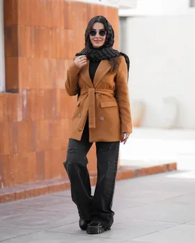 پالتو مدل فوتر 4دگمه کمربندی کد 750
