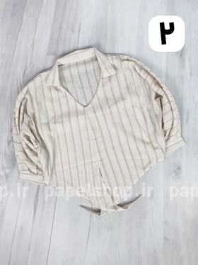 شومیز جلوبسته راه راه لمه دار جلو گره‌ای