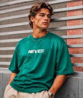 تیشرت مردانه NEVER سبز پشت نوشته