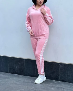 ست هودی شلوار اسپرت مخمل کوبیده 6833