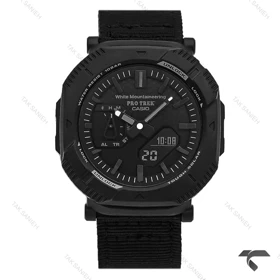 ساعت پروترک مردانه فول مشکی بند برزنتی Protrek-10160-G
