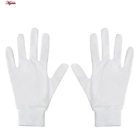 دستکش زنانه طاها طب مدل نخی مچ دار رنگ سفید کد 5291- 2 جفت