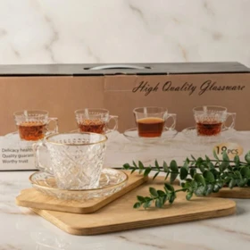 ست فنجان و نعلبکی چای خوری لبه طلایی