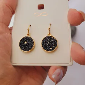 گوشواره آویز نگین مشکی