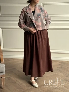 کراپ دامن لینن گل‌دار