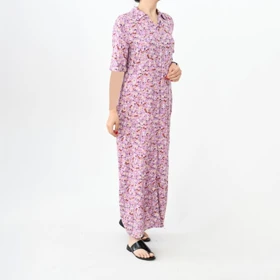 پیراهن یاسی گل‌دار کد 591