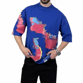 تیشرت آستین کوتاه مردانه آبی دونخ مدل MAP