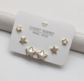 پک گوشواره ستاره صدفی بسته 6عددی