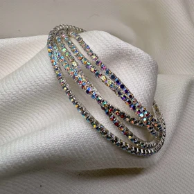 دستبند استیل طرح «تنیسی» هفت رنگ | تک‌ردیفه (فروش دانه‌ای)