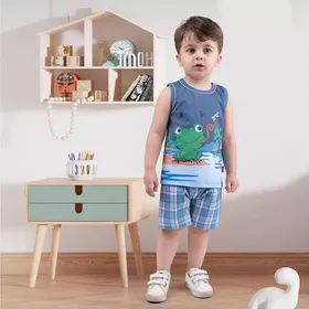 ست تاپ و شلوارک نوزاد پسرانه طرح قورباغه