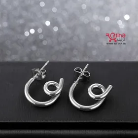 گوشواره میخی اسپرت مشکی و نقره ای دخترانه و پسرانه طرح اسپیرال