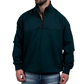 دورس مردانه یقه نیم زیپ سبز طرح ساده