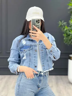 کت جین نیم‌تنه زاپ‌دار