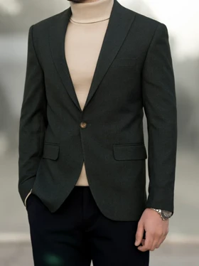 کت تک دکمه سبز تیره کد c148