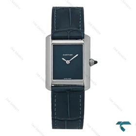 ساعت زنانه کارتیه تانک بند چرمی سرمه ای اسمال Cartier-8158-L
