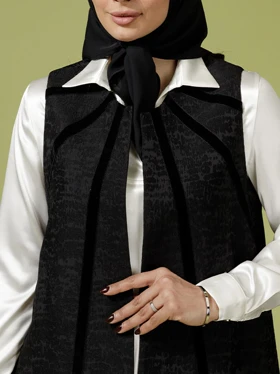 جلیقه بلند زنانه ژاکارد مجلسی آستر دار 70107