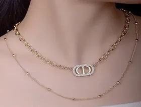 گردنبند زنانه دو لاینه استیل طلایی 220250290