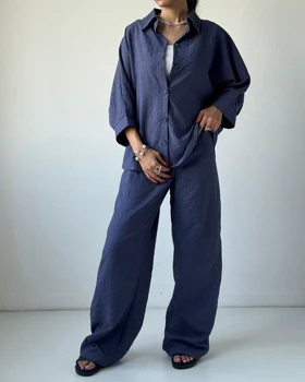 ست شومیز کیمونو و شلوار کد 900084 (سرمه اى)