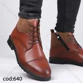 نیم بوت چرم قهوه ای عسلی - کد 640(Tb8)