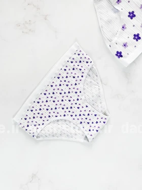 شورت اسلیپ نخ پنبه عروسکی طرحدار سفید بنفش