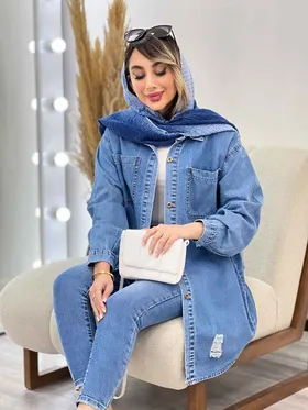 مانتو جین دو جیب زاپ‌دار تینا