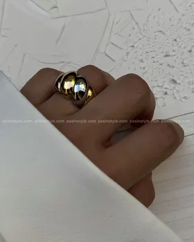 انگشتر کروسان دورنگ طرح طلا 00108