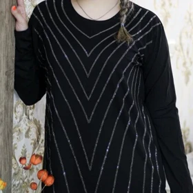 بلوز زنانه ویسکوز نگین‌دار قواره دار