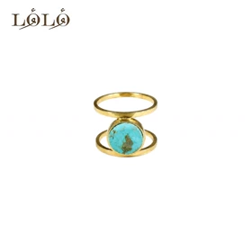 انگشتر نقره دو رینگ فیروزه
