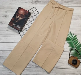 شلوار لینن مدل بگ کمربند دار کد 30162