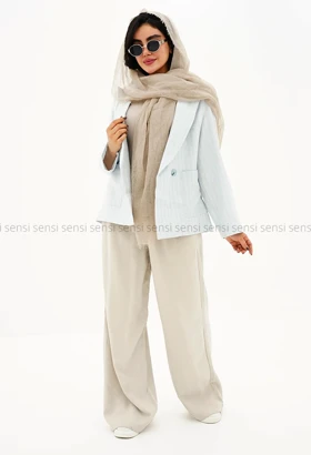 کت راه راه لینن جیب پاکتی کد1005297