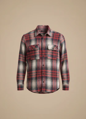 پیراهن پشمی چهارخونه با پارچه برسخورده و ترکیب رنگ قرمز سفید – کد 892