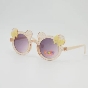 عینک آفتابی بچگانه طرح میکی ماوس با شیشه‌های ضد اشعه UV (کرمی)