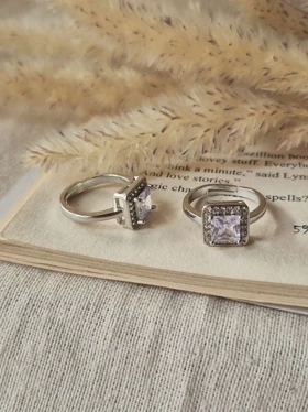 انگشتر جواهری فری سایز مربعی