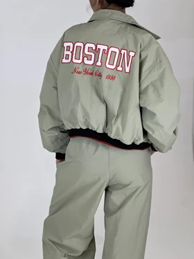 ست سویشرت شلوار پاییزه دخترانه بوستون Boston دومان گالری (سبز)