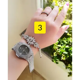 ساعت مجلسی زنانه نگینی صفحه مربعی امپاور