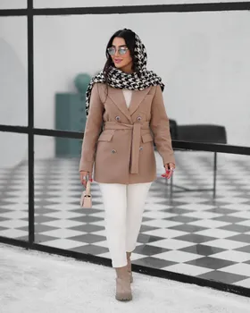 پالتو مدل فوتر 4دگمه کمربندی کد 750